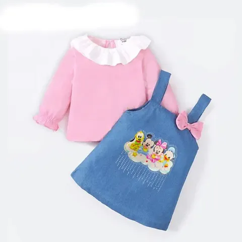 Pretty Cotton Blend Dress For Girls Kids