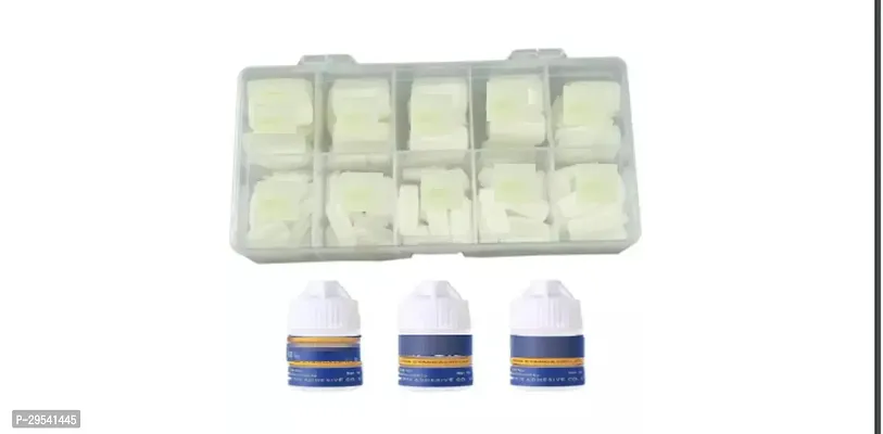 500 Pcs Natural Colour Nail Art Tips With 3 Bottles Nail Glue