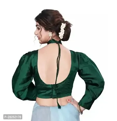 Reliable Green Taffeta Silk Jacquard Stitched Blouses For Women-thumb2