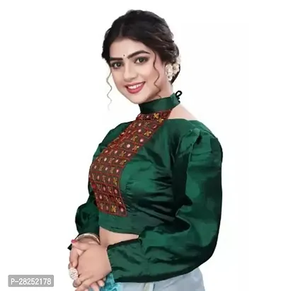 Reliable Green Taffeta Silk Jacquard Stitched Blouses For Women-thumb0