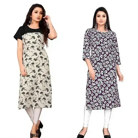 Stylish Women Heavy Crepe A-Line Kurta Pack of 2