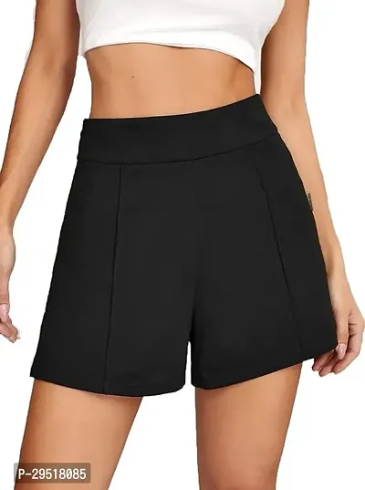 Elegant Black American Crepe Solid Skirts For Women