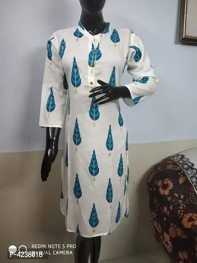 Stylish Cotton Printed Straight Kurta For Women-thumb0