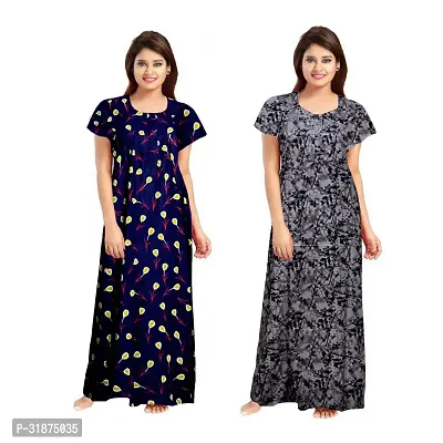 Trendy Multicoloured Cotton Printed Nighty for Women Pack of 2