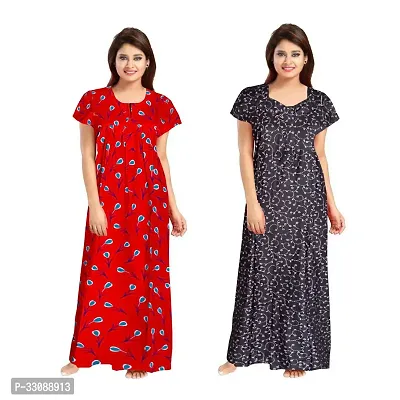 Trendy Multicoloured Cotton Printed Nighty For Women Pack Of 2