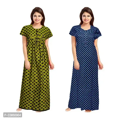 Trendy Multicoloured Cotton Printed Nighty For Women Pack Of 2