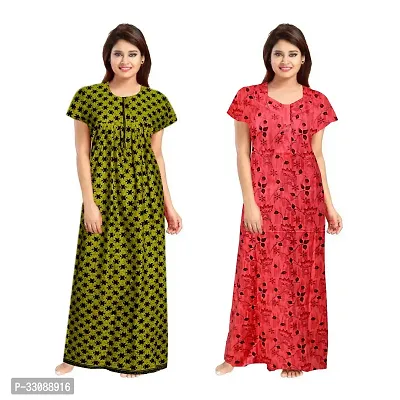 Trendy Multicoloured Cotton Printed Nighty For Women Pack Of 2