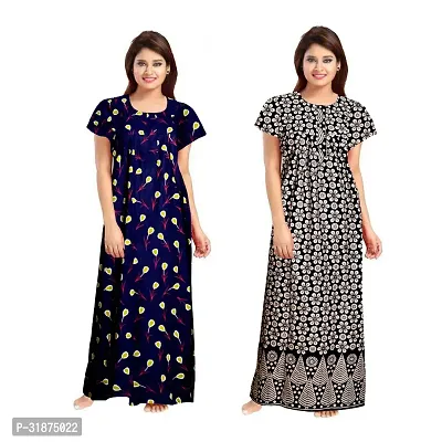 Trendy Multicoloured Cotton Printed Nighty for Women Pack of 2-thumb0