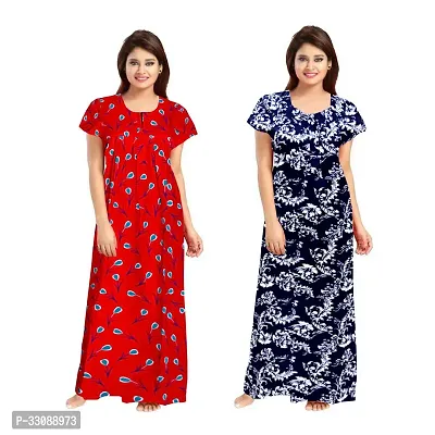 Trendy Multicoloured Cotton Printed Nighty For Women Pack Of 2