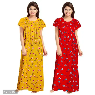 Trendy Multicoloured Cotton Printed Nighty for Women Pack of 2