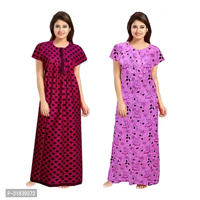 Trendy Multicoloured Cotton Printed Nighty for Women Pack of 2-thumb0