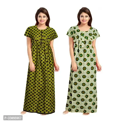 Trendy Multicoloured Cotton Printed Nighty For Women Pack Of 2