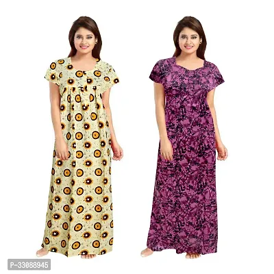 Trendy Multicoloured Cotton Printed Nighty For Women Pack Of 2-thumb0