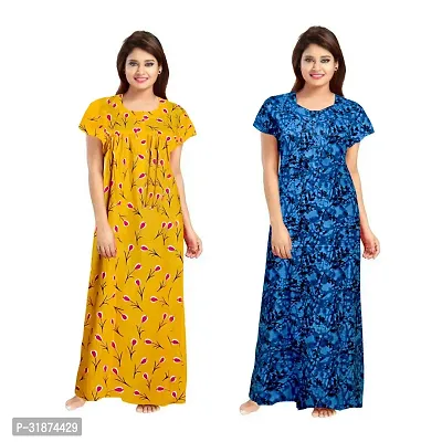 Trendy Multicoloured Cotton Printed Nighty for Women Pack of 2