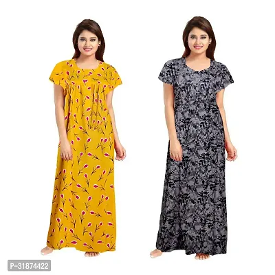 Trendy Multicoloured Cotton Printed Nighty for Women Pack of 2