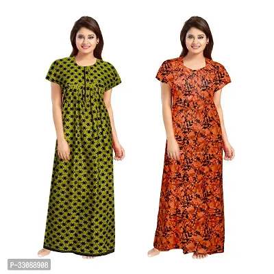 Trendy Multicoloured Cotton Printed Nighty For Women Pack Of 2