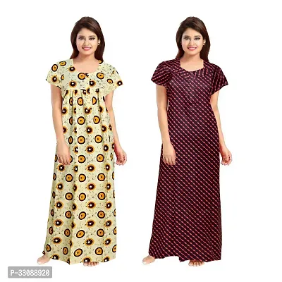 Trendy Multicoloured Cotton Printed Nighty For Women Pack Of 2