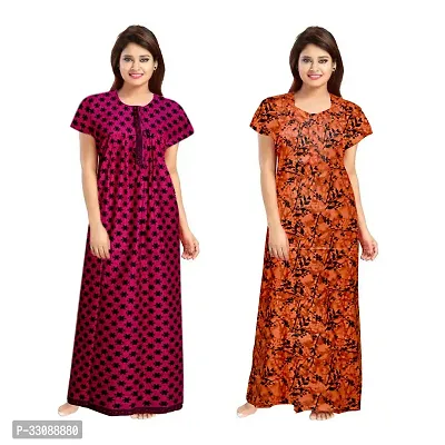 Trendy Multicoloured Cotton Printed Nighty For Women Pack Of 2