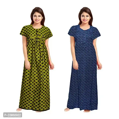 Trendy Multicoloured Cotton Printed Nighty For Women Pack Of 2