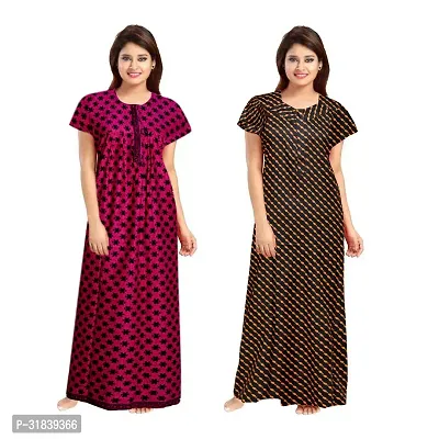 Trendy Multicoloured Cotton Printed Nighty for Women Pack of 2-thumb0