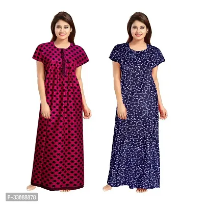 Trendy Multicoloured Cotton Printed Nighty For Women Pack Of 2