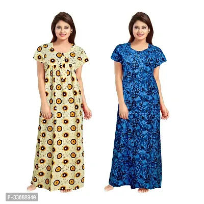 Trendy Multicoloured Cotton Printed Nighty For Women Pack Of 2