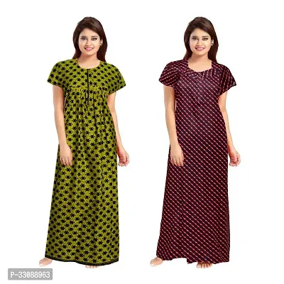 Trendy Multicoloured Cotton Printed Nighty For Women Pack Of 2