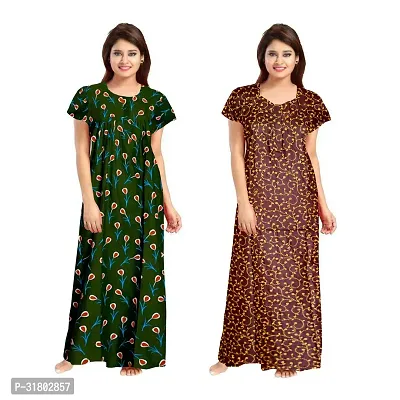 Trendy Multicoloured Cotton Printed Nighty for Women Pack of 2