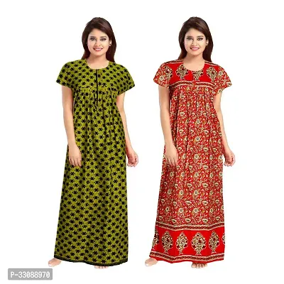 Trendy Multicoloured Cotton Printed Nighty For Women Pack Of 2