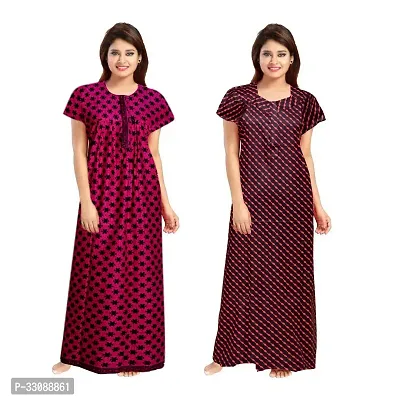 Trendy Multicoloured Cotton Printed Nighty For Women Pack Of 2