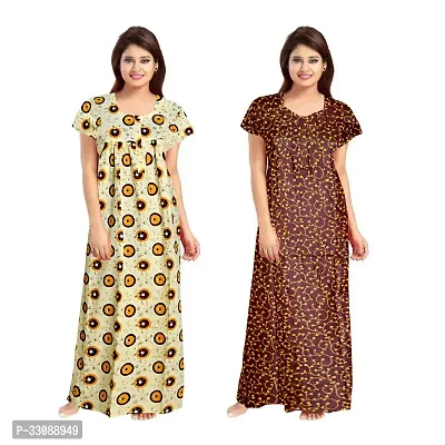 Trendy Multicoloured Cotton Printed Nighty For Women Pack Of 2