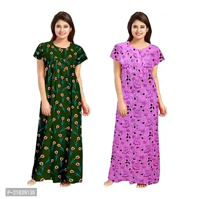 Trendy Multicoloured Cotton Printed Nighty for Women Pack of 2