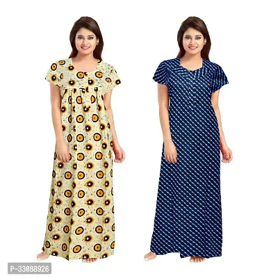 Trendy Multicoloured Cotton Printed Nighty For Women Pack Of 2-thumb0