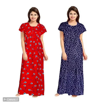 Trendy Multicoloured Cotton Printed Nighty For Women Pack Of 2