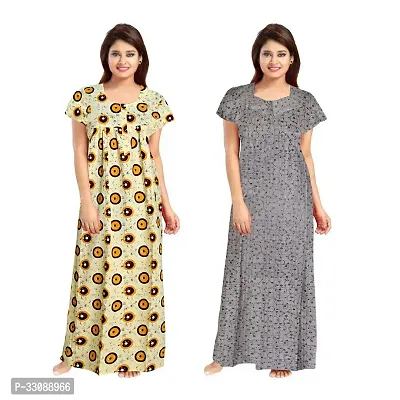 Trendy Multicoloured Cotton Printed Nighty For Women Pack Of 2