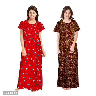 Trendy Multicoloured Cotton Printed Nighty For Women Pack Of 2