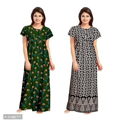 Trendy Multicoloured Cotton Printed Nighty for Women Pack of 2