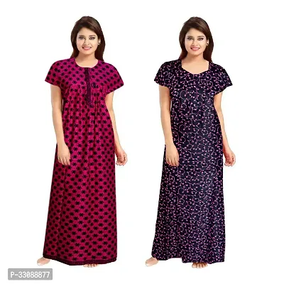 Trendy Multicoloured Cotton Printed Nighty For Women Pack Of 2