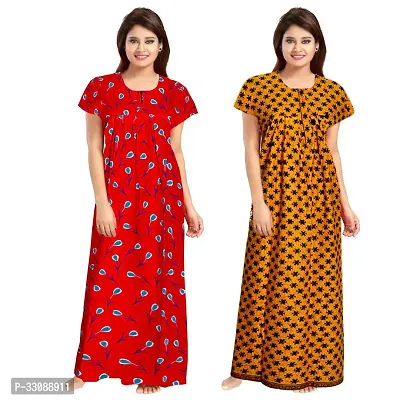 Trendy Multicoloured Cotton Printed Nighty For Women Pack Of 2