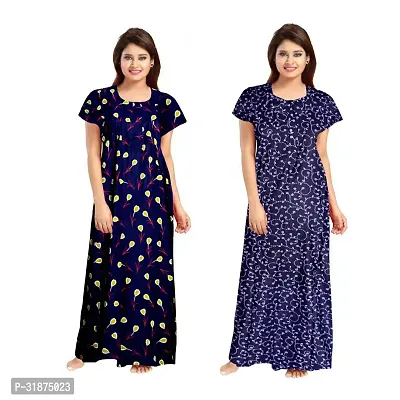 Trendy Multicoloured Cotton Printed Nighty for Women Pack of 2