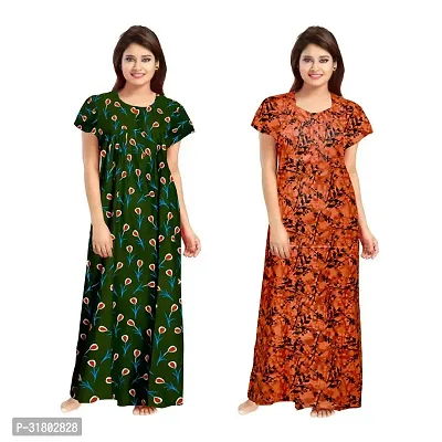 Trendy Multicoloured Cotton Printed Nighty for Women Pack of 2