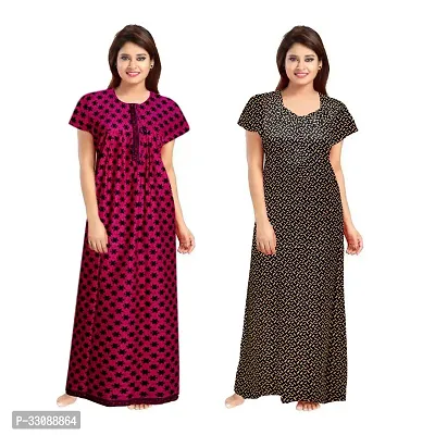 Trendy Multicoloured Cotton Printed Nighty For Women Pack Of 2-thumb0