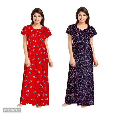 Trendy Multicoloured Cotton Printed Nighty For Women Pack Of 2