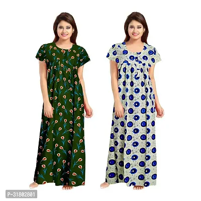 Trendy Multicoloured Cotton Printed Nighty for Women Pack of 2-thumb0