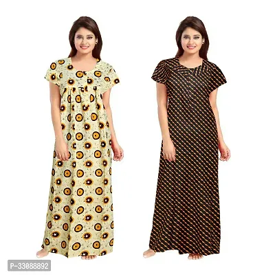 Trendy Multicoloured Cotton Printed Nighty For Women Pack Of 2