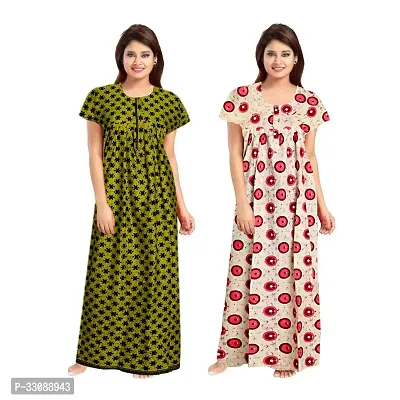 Trendy Multicoloured Cotton Printed Nighty For Women Pack Of 2