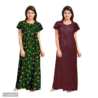 Trendy Multicoloured Cotton Printed Nighty for Women Pack of 2