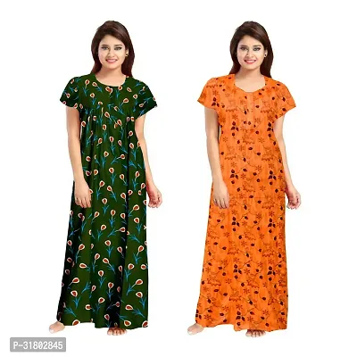 Trendy Multicoloured Cotton Printed Nighty for Women Pack of 2