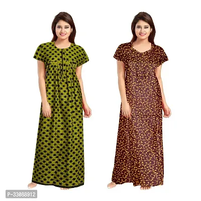 Trendy Multicoloured Cotton Printed Nighty For Women Pack Of 2