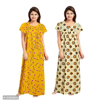 Trendy Multicoloured Cotton Printed Nighty for Women Pack of 2